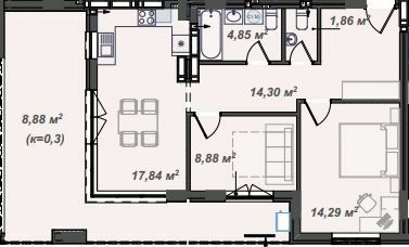 2-кімнатна 70.9 м² в ЖК Crystal від 23 150 грн/м², Ужгород