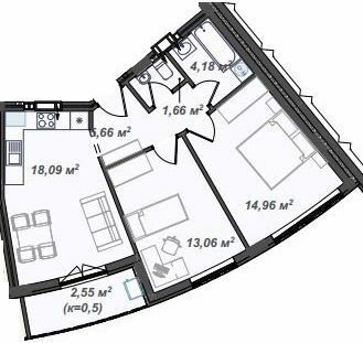 2-кімнатна 60.16 м² в ЖК Crystal від 23 150 грн/м², Ужгород