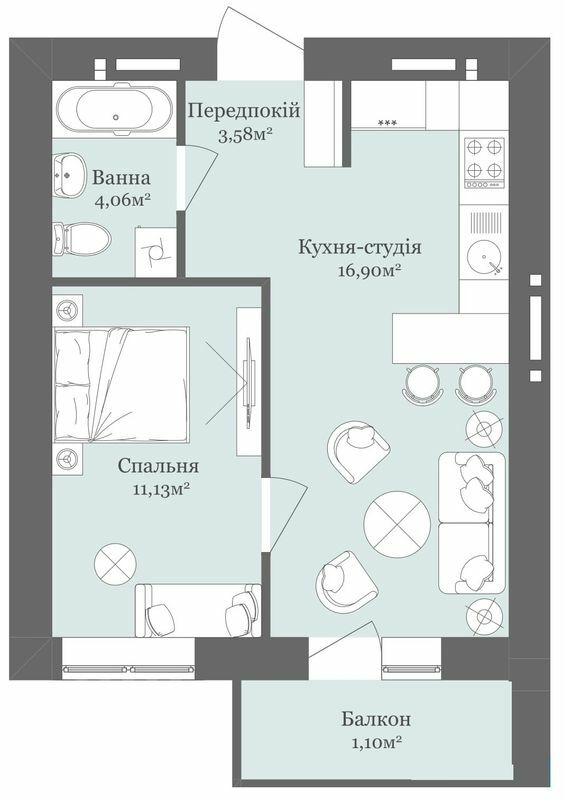 1-комнатная 36.77 м² в ЖК West Towers от 18 800 грн/м², Ужгород