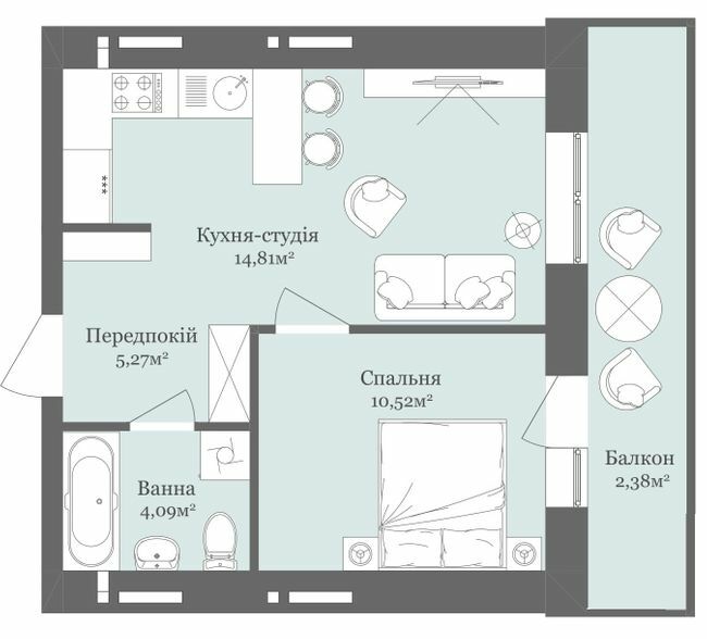 1-кімнатна 37.07 м² в ЖК West Towers від 18 800 грн/м², Ужгород