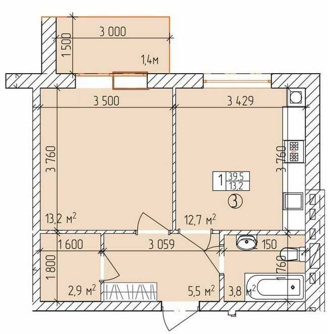1-комнатная 39.5 м² в ЖК Дубовый Гай от 18 000 грн/м², Запорожье