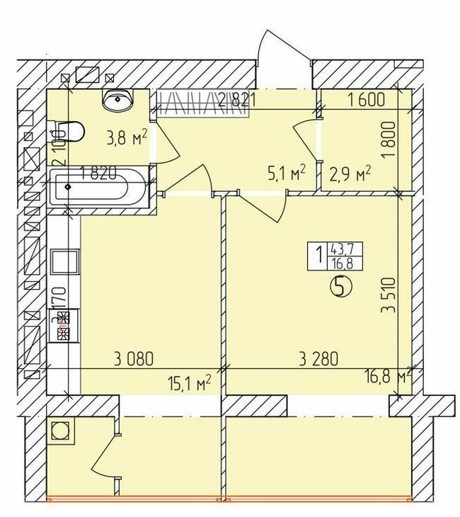 1-комнатная 43.7 м² в ЖК Дубовый Гай от 18 900 грн/м², Запорожье