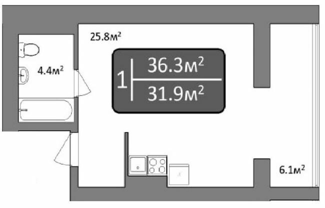 1-кімнатна 36.3 м² в ЖК Dream Central від 18 000 грн/м², Миколаїв