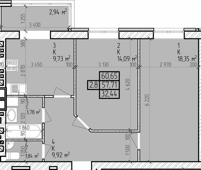 2-кімнатна 60.65 м² в ЖК Центральний від 17 000 грн/м², м. Горишні Плавні