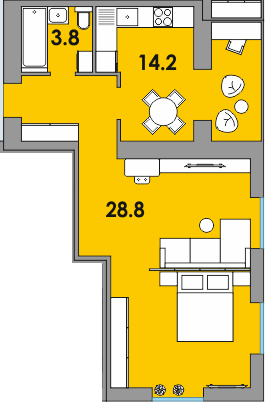 1-комнатная 50.2 м² в ЖК Orange City от 16 750 грн/м², г. Вараш