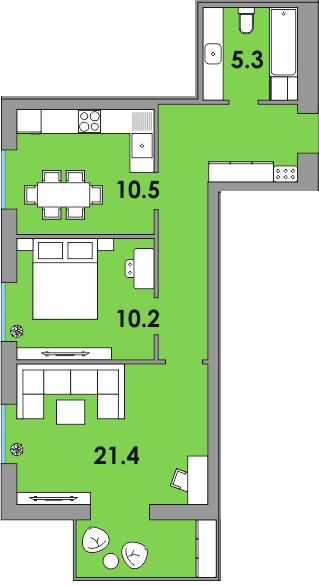 2-кімнатна 56.7 м² в ЖК Orange City від 16 750 грн/м², м. Вараш