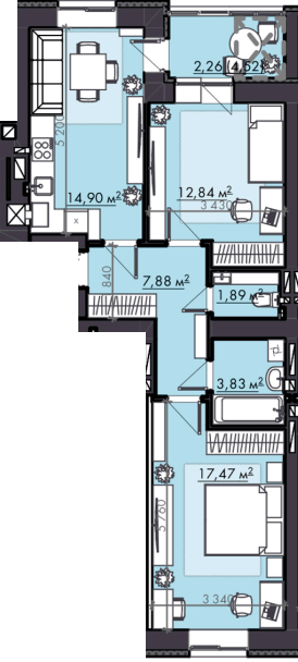 2-комнатная 61.07 м² в ЖК FAMILY City от 18 950 грн/м², Ровно