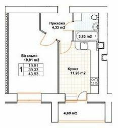 1-комнатная 43.93 м² в ЖК Богуслава от 20 000 грн/м², Тернополь