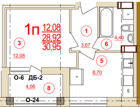 1-комнатная 30.95 м² в ЖК Карат от 17 050 грн/м², Херсон