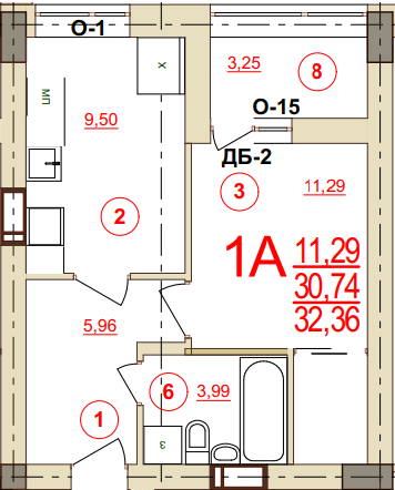 1-кімнатна 32.36 м² в ЖК Карат від 17 050 грн/м², Херсон