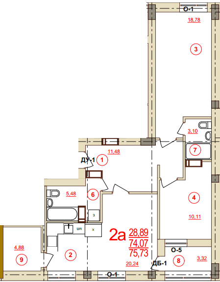 2-комнатная 75.73 м² в ЖК Карат от 15 600 грн/м², Херсон