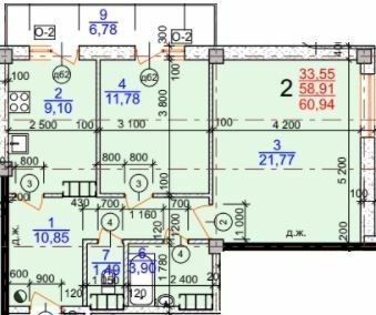 2-кімнатна 60.94 м² в ЖК Молодіжний від 15 500 грн/м², Херсон