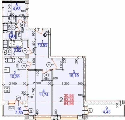 2-кімнатна 64.94 м² в ЖК Молодіжний від 15 500 грн/м², Херсон