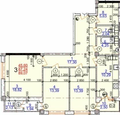 3-комнатная 89.07 м² в ЖК Молодежный от 15 500 грн/м², Херсон