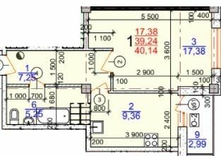 1-кімнатна 40.14 м² в ЖК Молодіжний від 15 500 грн/м², Херсон