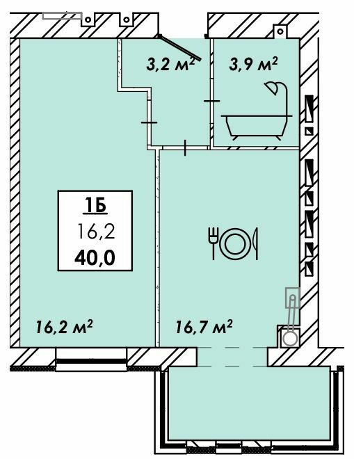 1-комнатная 40 м² в ЖК Родной дом от 17 500 грн/м², Черкассы