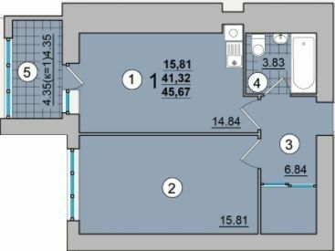 1-комнатная 45.67 м² в ЖК Александровский от 14 900 грн/м², Чернигов