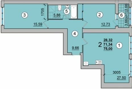 2-кімнатна 75 м² в ЖК Олександрівський від 14 900 грн/м², Чернігів