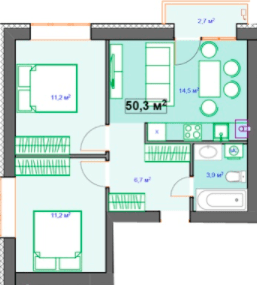 2-комнатная 50.3 м² в ЖК Author от 25 150 грн/м², г. Ирпень