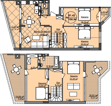 Дворівнева 156.94 м² в ЖК Imperial Park Avenue від забудовника, Чернівці