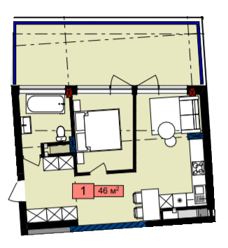 1-кімнатна 46 м² в ЖК Family House від 23 000 грн/м², Львів