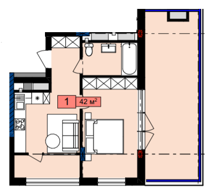 1-кімнатна 42 м² в ЖК Family House від 23 000 грн/м², Львів