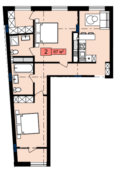 2-кімнатна 67 м² в ЖК Family House від 22 000 грн/м², Львів