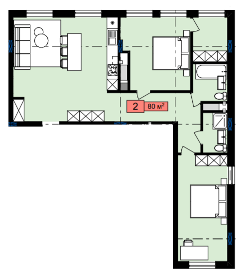 2-кімнатна 80 м² в ЖК Family House від 22 000 грн/м², Львів