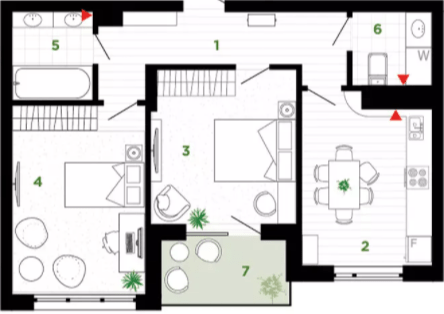 2-комнатная 59 м² в ЖК Паркова алея от 24 000 грн/м², Ивано-Франковск