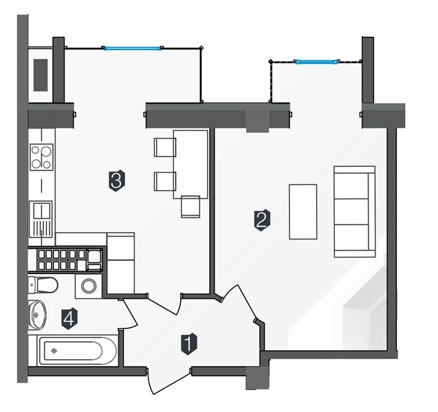 1-кімнатна 40 м² в ЖК Manhattan від 29 500 грн/м², Івано-Франківськ