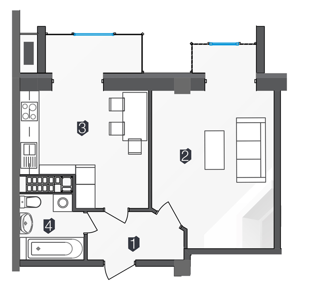 1-кімнатна 40 м² в ЖК Manhattan від 31 000 грн/м², Івано-Франківськ