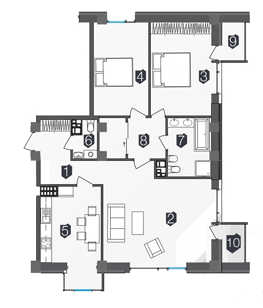 3-комнатная 100 м² в ЖК Manhattan от 31 000 грн/м², Ивано-Франковск