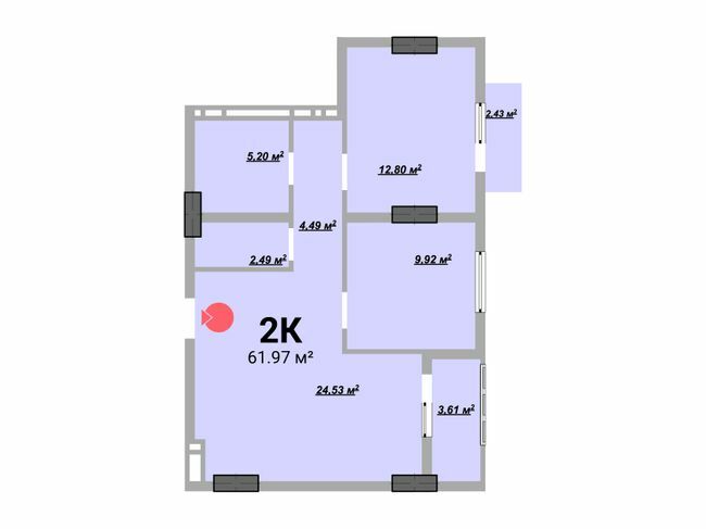 2-кімнатна 61.97 м² в ЖК на вул. Богунська, 1 від 21 000 грн/м², Івано-Франківськ
