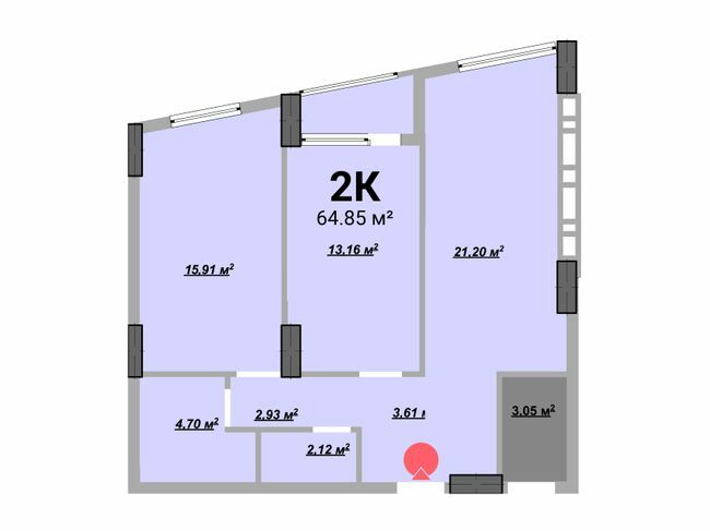 2-комнатная 64.85 м² в ЖК на ул. Богунская, 1 от 21 000 грн/м², Ивано-Франковск