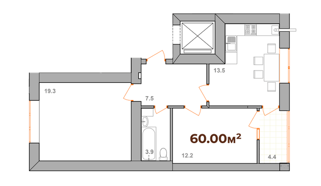 2-кімнатна 60 м² в ЖК Опришівська Слобода від 12 200 грн/м², Івано-Франківськ