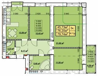 3-комнатная 79.74 м² в ЖК Парковый городок от 15 800 грн/м², Ивано-Франковск