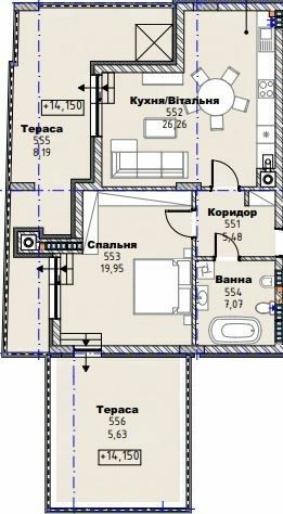 1-комнатная 72.58 м² в КД на ул. Коновальца, 21 от 65 750 грн/м², Львов
