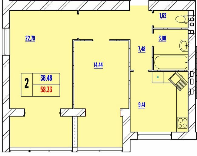 2-комнатная 58.33 м² в ЖК Avila Line от 17 000 грн/м², Хмельницкий