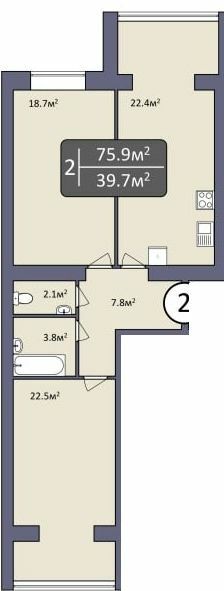 2-комнатная 75.9 м² в ЖК Dream Park от 18 000 грн/м², Хмельницкий