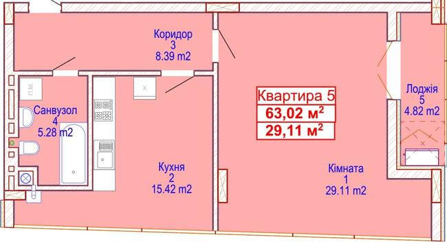 1-кімнатна 63.02 м² в ЖК Адамант від 15 700 грн/м², Хмельницький