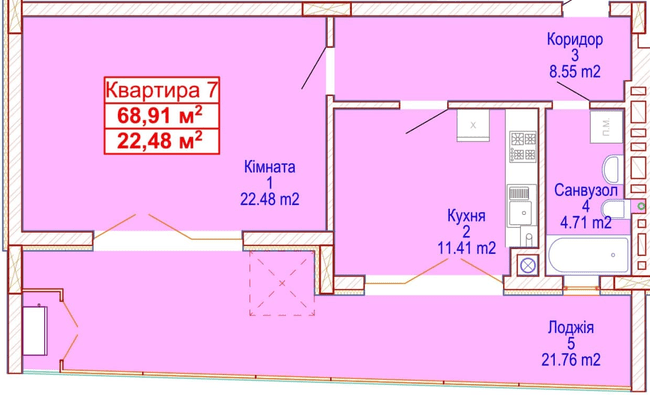 1-комнатная 68.91 м² в ЖК Адамант от 15 700 грн/м², Хмельницкий