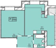 1-комнатная 57.96 м² в ЖК Амстердам от 17 500 грн/м², Хмельницкий