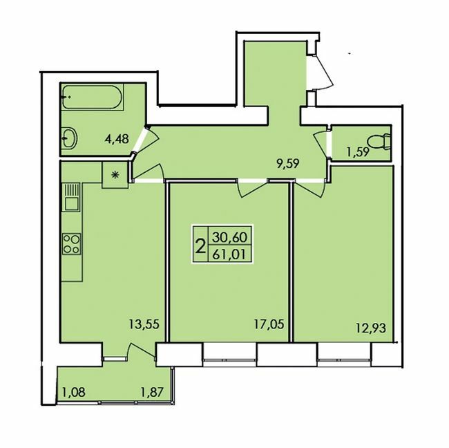 2-комнатная 61.01 м² в ЖК Ранкове Family от 14 500 грн/м², Хмельницкий