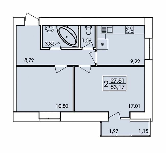 2-комнатная 53.7 м² в ЖК Ранкове Family от 14 500 грн/м², Хмельницкий