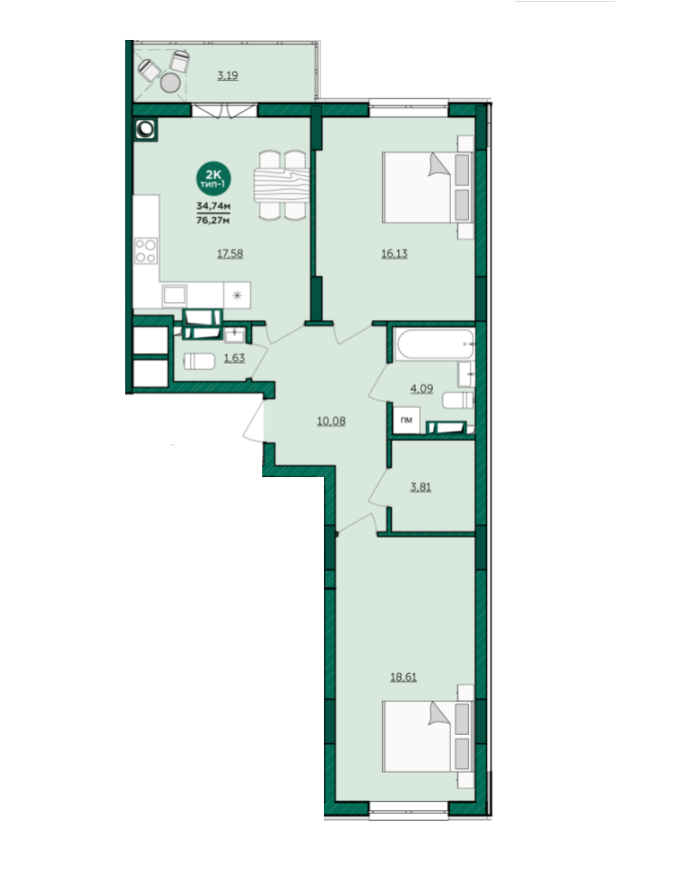 2-кімнатна 76.21 м² в ЖК Wellspring від 29 550 грн/м², м. Вишневе