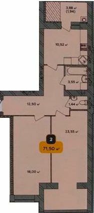 2-комнатная 71.5 м² в ЖК Студенческий от 16 100 грн/м², Хмельницкий