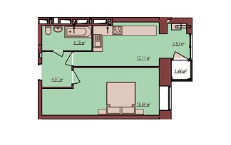 1-комнатная 43.07 м² в ЖК Дом Чехова от 13 500 грн/м², г. Каменец-Подольский