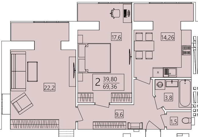 2-комнатная 69.36 м² в ЖК Living Park "Нова Будова-2" от 29 850 грн/м², с. Мукша Китайгородская