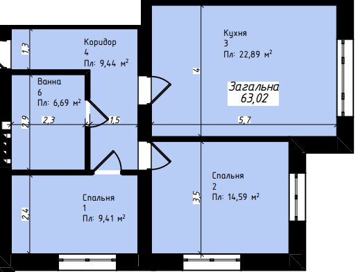 2-кімнатна 63.02 м² в ЖК Джем Таун від 15 000 грн/м², с. Мукша Китайгородська