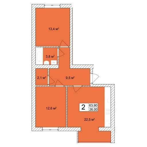 2-кімнатна 63.9 м² в ЖК Прага від 14 000 грн/м², м. Старокостянтинів